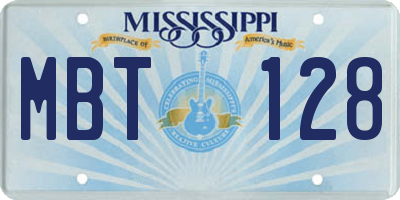 MS license plate MBT128