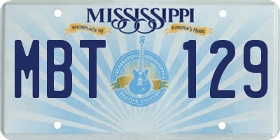 MS license plate MBT129