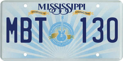 MS license plate MBT130