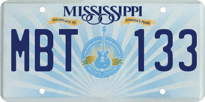 MS license plate MBT133