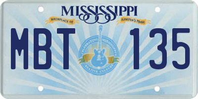 MS license plate MBT135