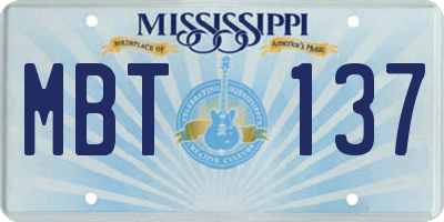 MS license plate MBT137