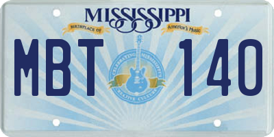 MS license plate MBT140