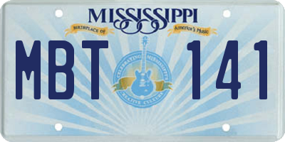 MS license plate MBT141