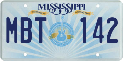 MS license plate MBT142
