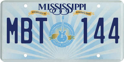 MS license plate MBT144