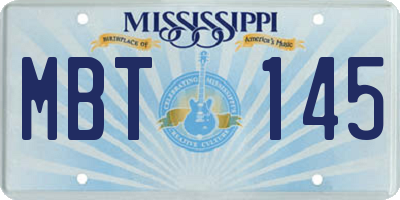 MS license plate MBT145
