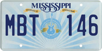 MS license plate MBT146