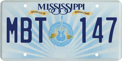 MS license plate MBT147
