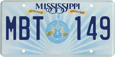 MS license plate MBT149