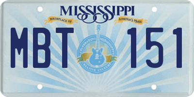 MS license plate MBT151