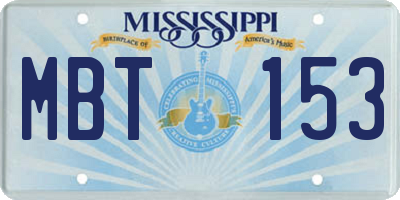 MS license plate MBT153
