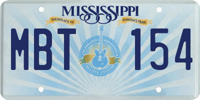 MS license plate MBT154
