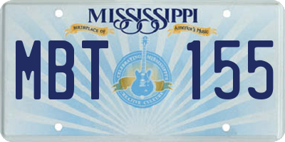 MS license plate MBT155