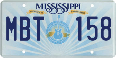 MS license plate MBT158