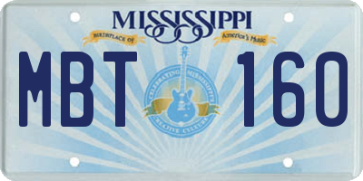 MS license plate MBT160