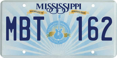 MS license plate MBT162