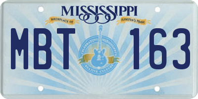 MS license plate MBT163