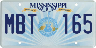 MS license plate MBT165