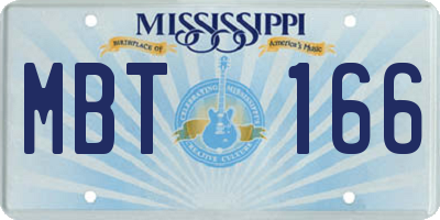 MS license plate MBT166