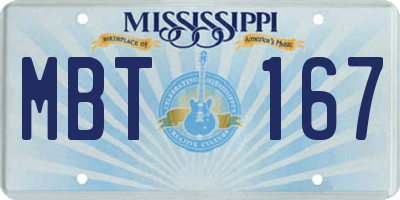 MS license plate MBT167