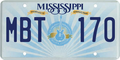 MS license plate MBT170