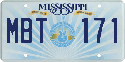 MS license plate MBT171