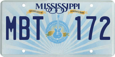 MS license plate MBT172
