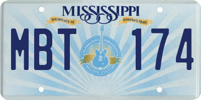 MS license plate MBT174