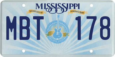 MS license plate MBT178