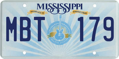MS license plate MBT179
