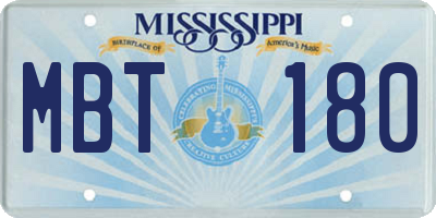 MS license plate MBT180