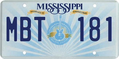 MS license plate MBT181