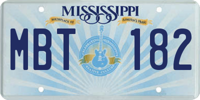 MS license plate MBT182