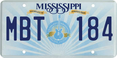 MS license plate MBT184