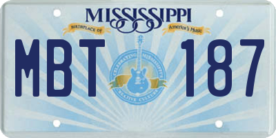 MS license plate MBT187