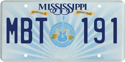 MS license plate MBT191