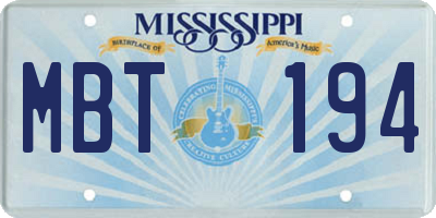 MS license plate MBT194
