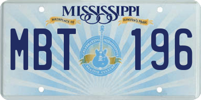 MS license plate MBT196
