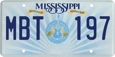 MS license plate MBT197