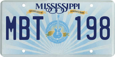 MS license plate MBT198