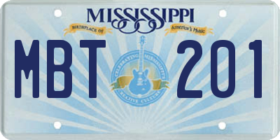 MS license plate MBT201