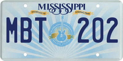 MS license plate MBT202
