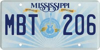 MS license plate MBT206