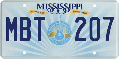 MS license plate MBT207