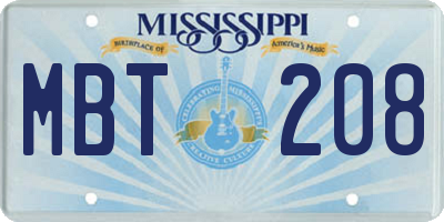 MS license plate MBT208