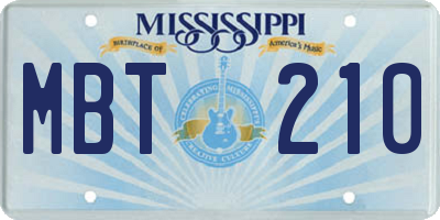 MS license plate MBT210