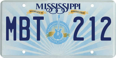 MS license plate MBT212