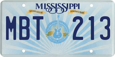 MS license plate MBT213