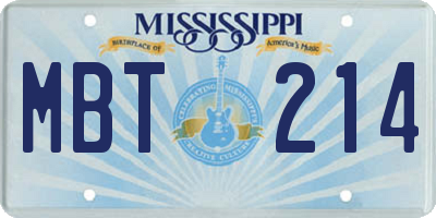 MS license plate MBT214
